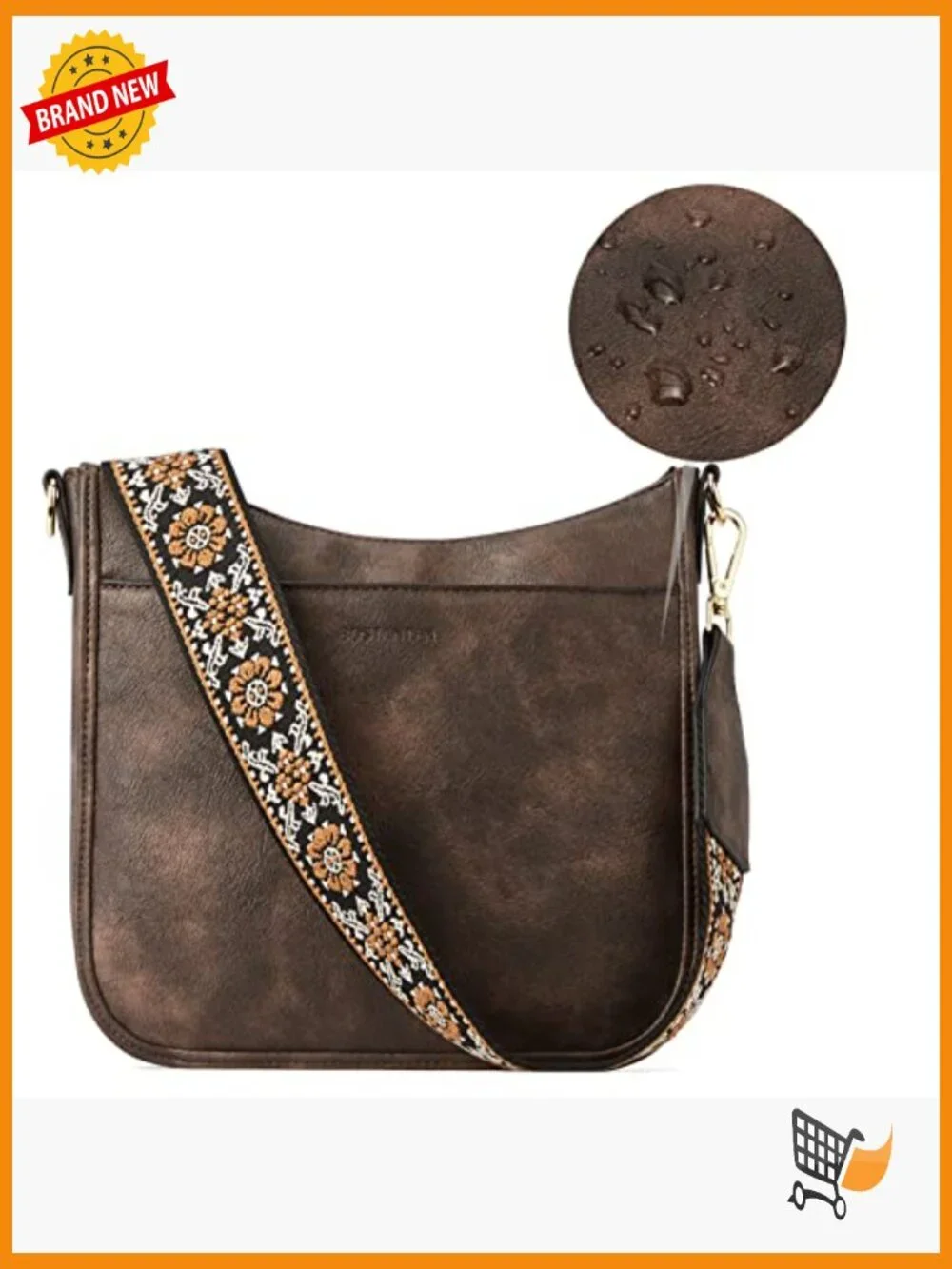 Vegan Leather Hobo Crossbody Purse with Wide Strap